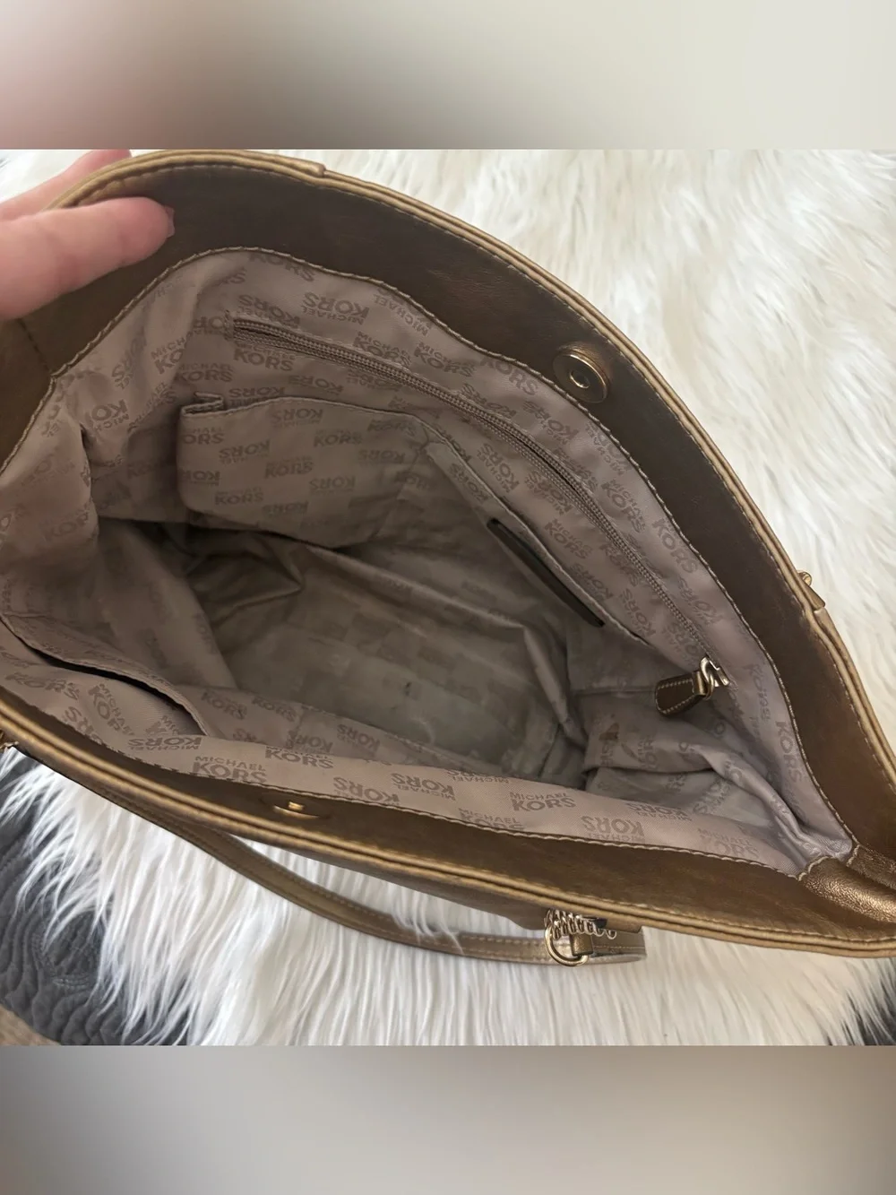 Michael Kors Dark Gold Metallic Tote Shoulder Bag - USED - for DIY?